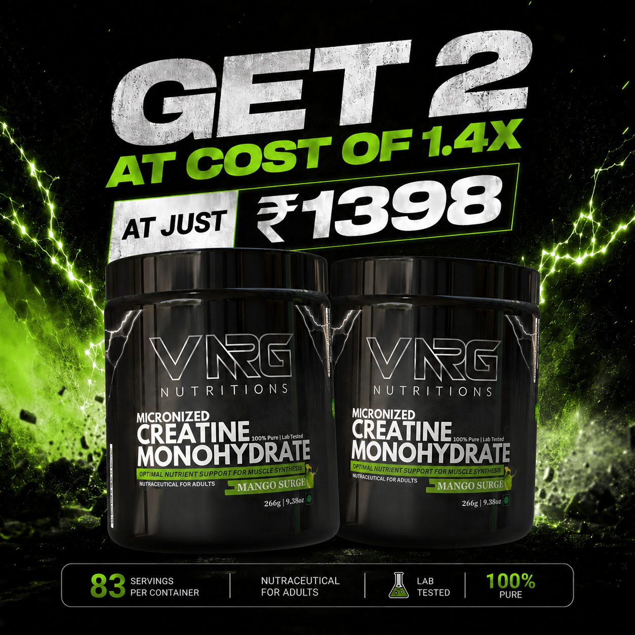 Creatine Monohydrate Mango Surge Combo Pack
