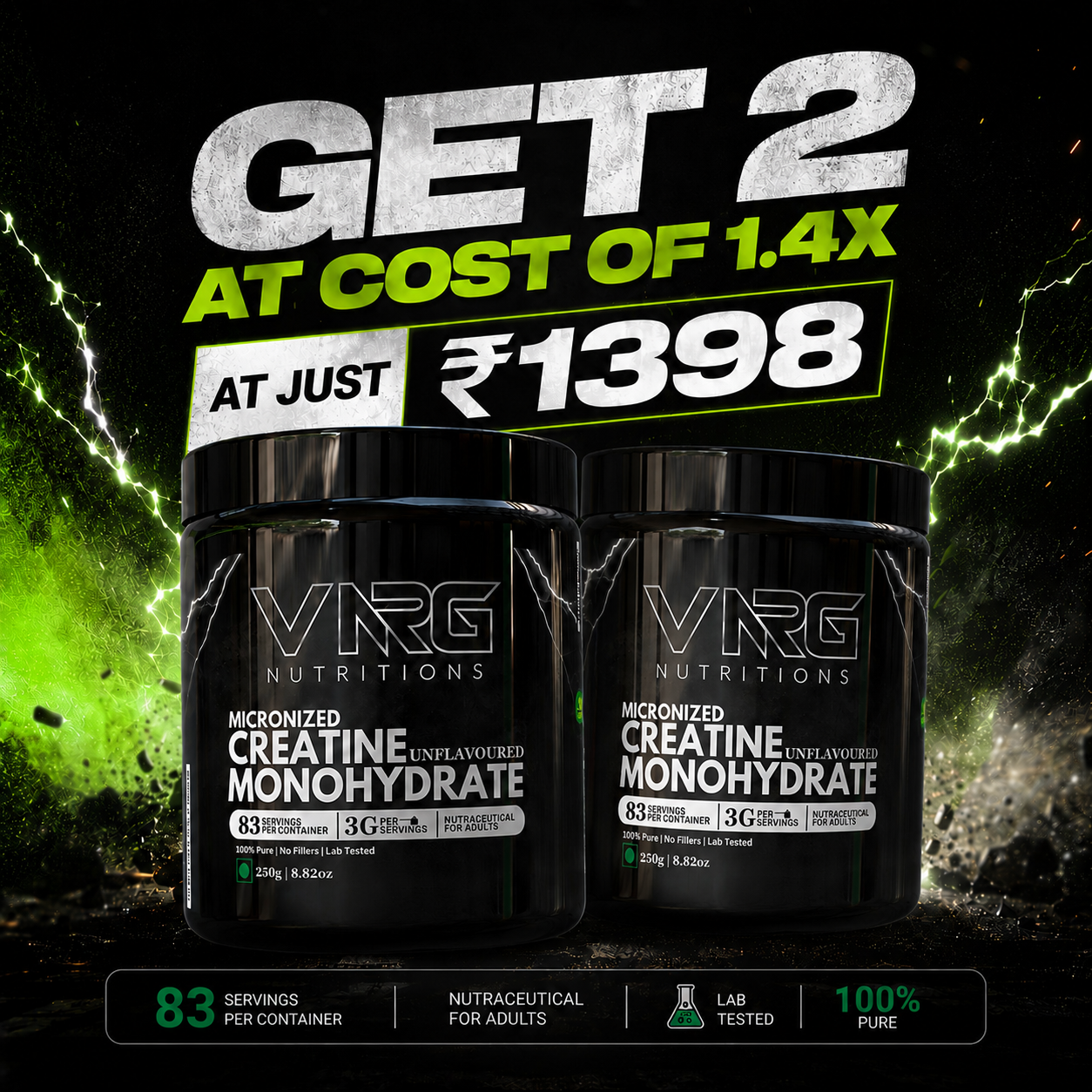 Creatine Monohydrate Unflavoured Combo Pack